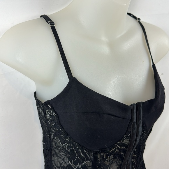 Free People Intimately Lace Mesh Night Rhythm Corset Black Bodysuit Size M - NEW - Picture 9 of 16